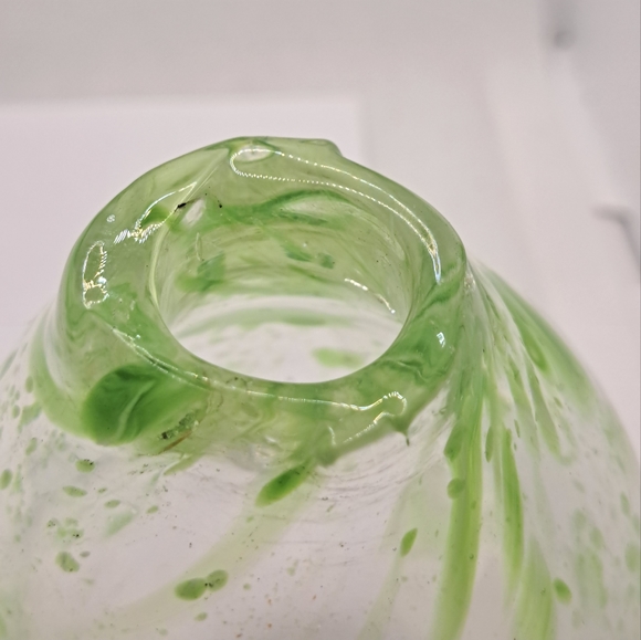 Two Art Glass Vases.  Beautiful green swirls in glass. - Picture 7 of 8